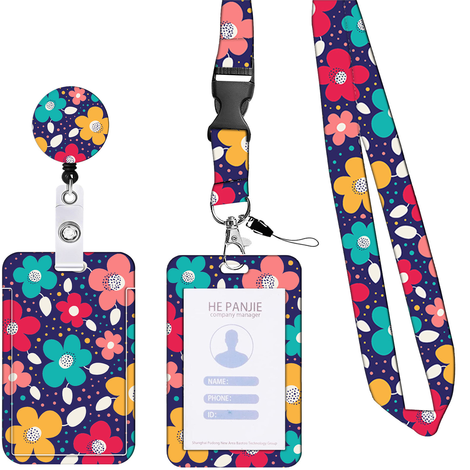 Amazon AMAZON cross-border best-selling vertical double-sided printing card holder ID card holder lanyard