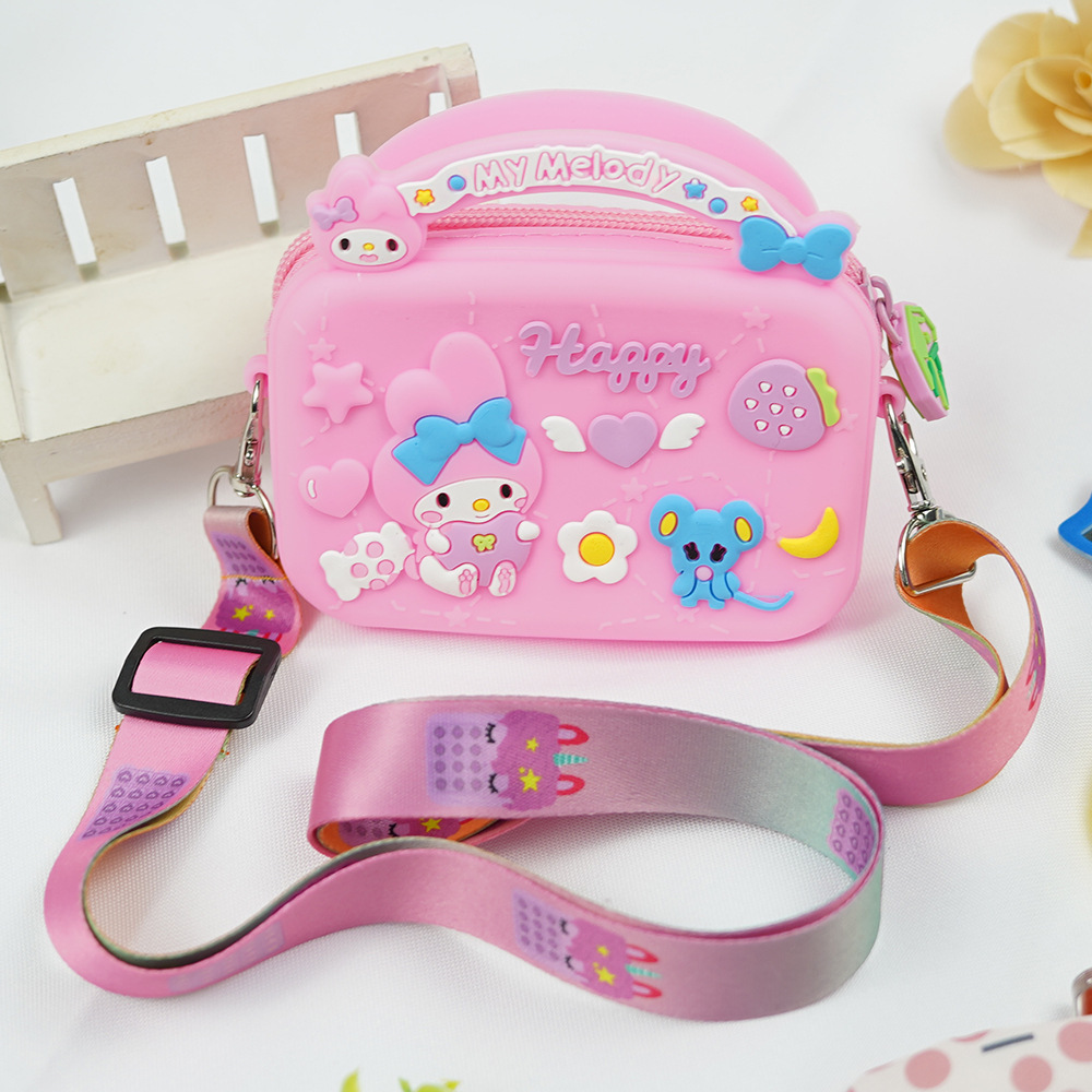 Popular in stock Sanrio meilti silicone cute children's coin purse storage messenger bag