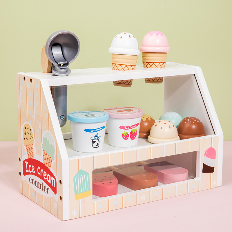 Children's wooden simulation ice cream ice cream shop canteen baby role-playing toys
