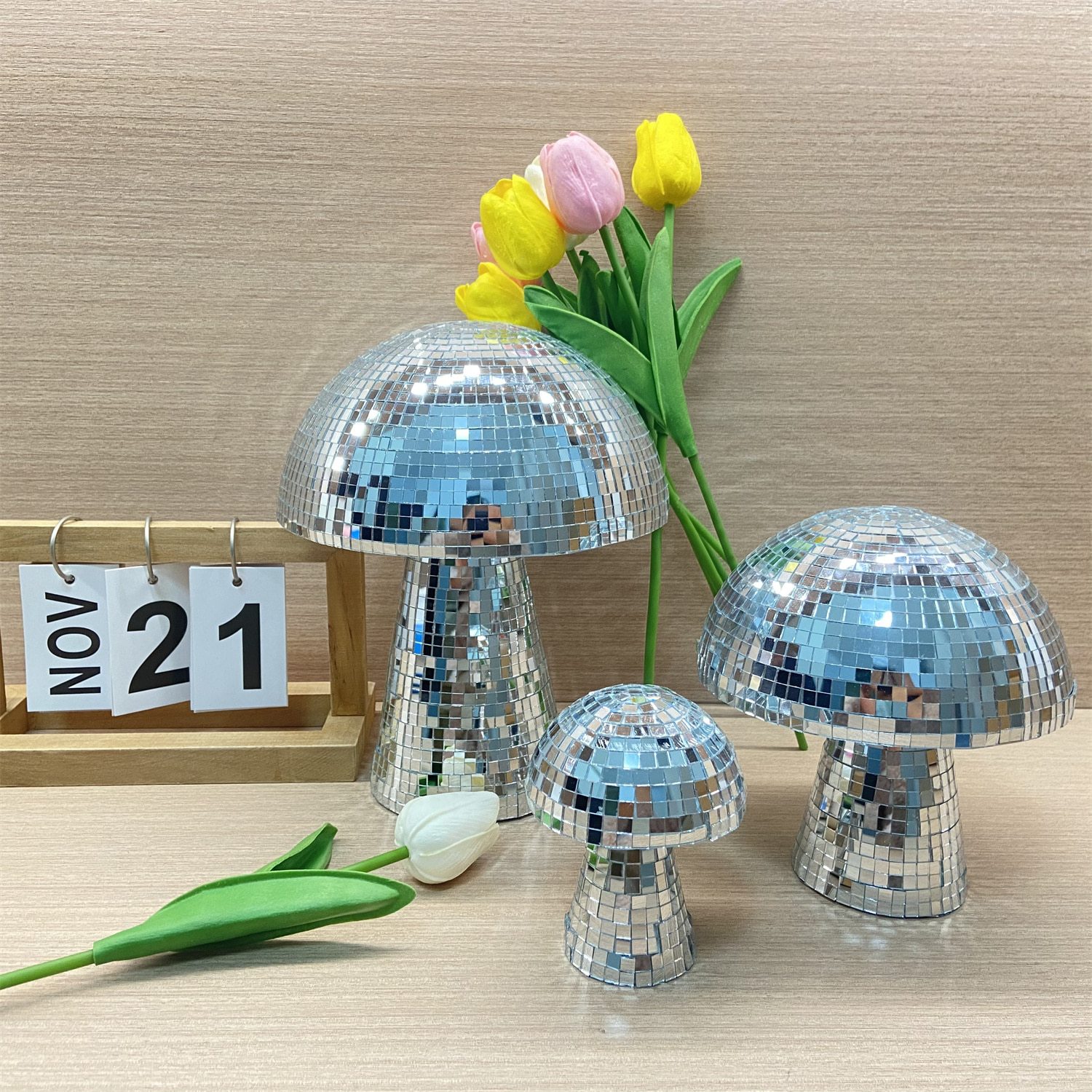 Mushroom Disco Ball Mirror Glass Decorative Mushroom Ornaments Cross-border New Mushroom Disco Ball