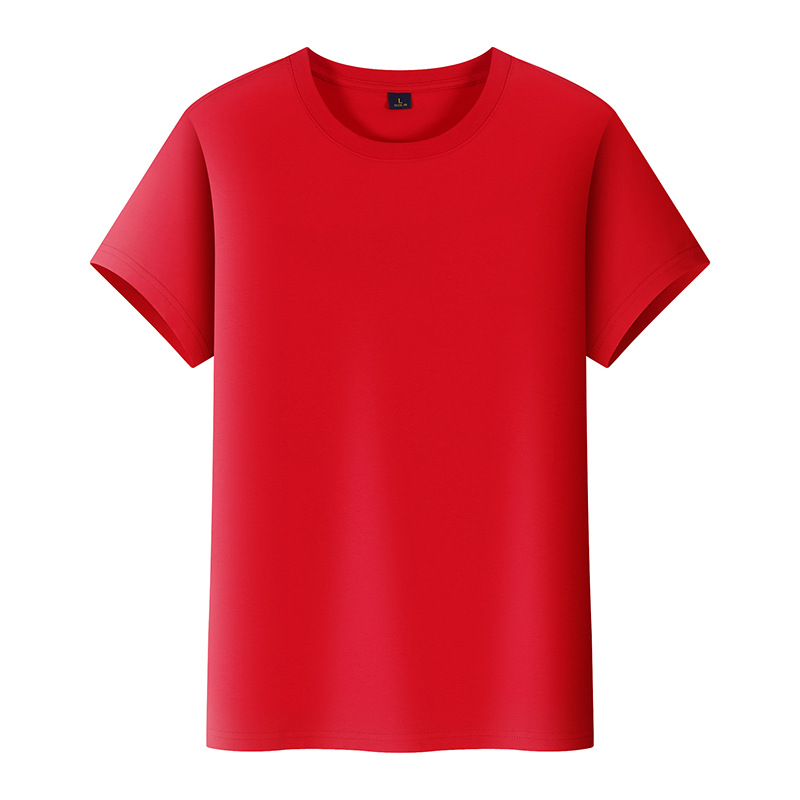 Direct sales Wholesale men's mercerized cotton solid color work group advertising shirt class uniform loose blank t-shirt printed LOGO