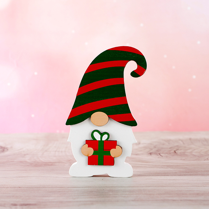 Cross-border New Christmas Wooden Decorations Creative Home Wooden Ornaments Cartoon DIY Small Wood Piece Crafts