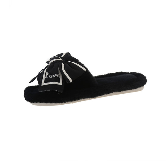 Cross-border foreign trade new LOVE bow Mao Mao slippers women's autumn and winter fashion home warm floor cotton slippers