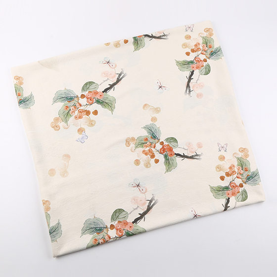 Spring and summer polyester ammonia four-sided elastic jacquard fabric stretch plant printed fabric fashion Hanfu skirt fabric wholesale