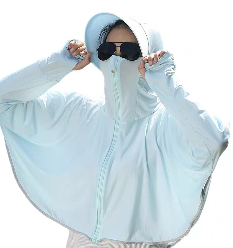 Factory direct wholesale ice silk sunscreen summer breathable big brim riding anti-ultraviolet coat women's sunscreen clothing