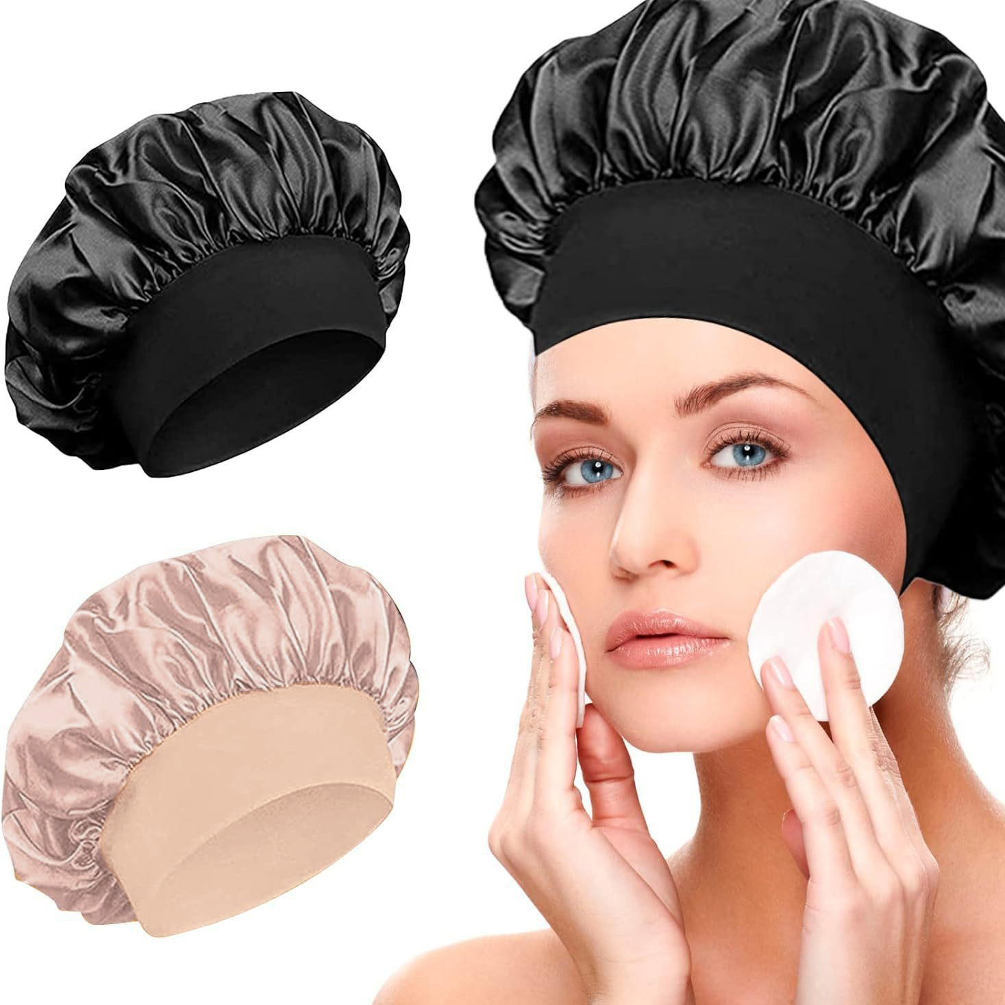 new wide-brimmed hair care cap high elastic hat beauty salon anti-care colored nightcap shower cap