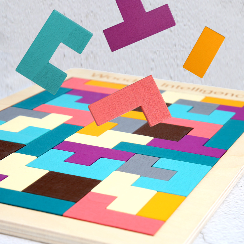 Children's Wooden Tetris Baby Early Education Fun Games Children's Development Intelligence Tetris Toys