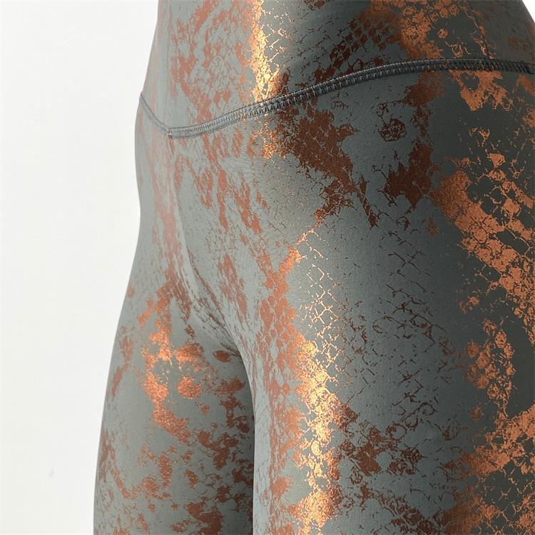 Tight Stretch Bronzing Yoga Pants European and American-style Cross-border Snake Pattern Peach Hip Fitness Pants High Waist Slimming Sports Pants