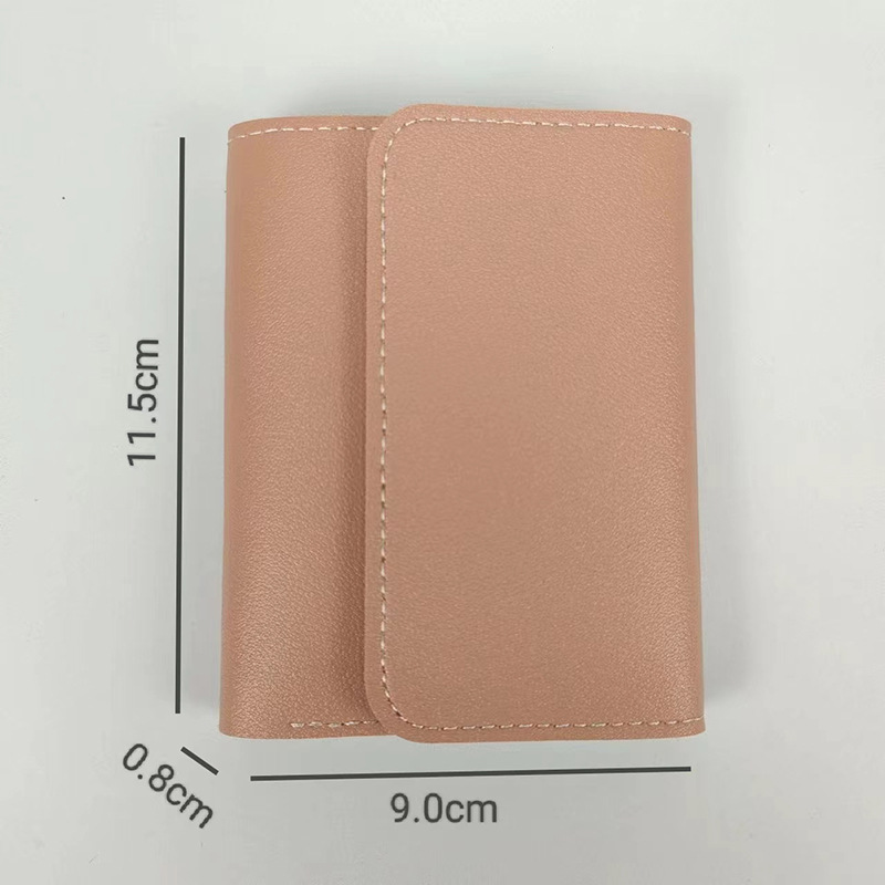 Simple Short Women's Wallet Student Ticket Clip Multi-function Card Bag Change 30% Fold Ultra-thin Gloss Wallet_voghion.com
