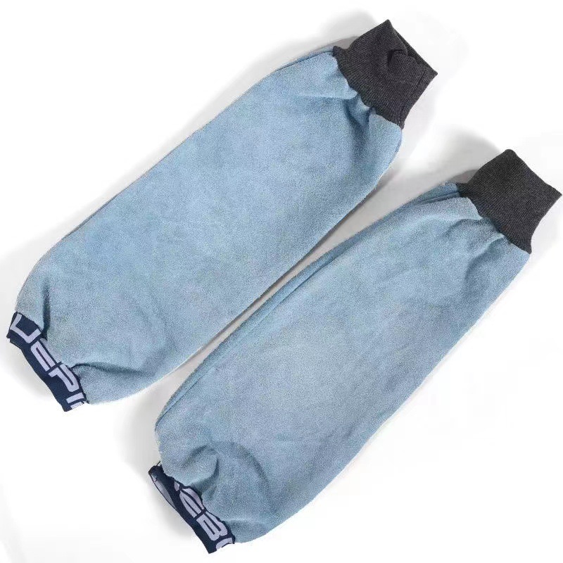 Cowhide Wear-resistant Heat-insulating Welder Protective Sleeve Labor Protection Sleeve with Thickened Long Soft Leather Anti-Martian