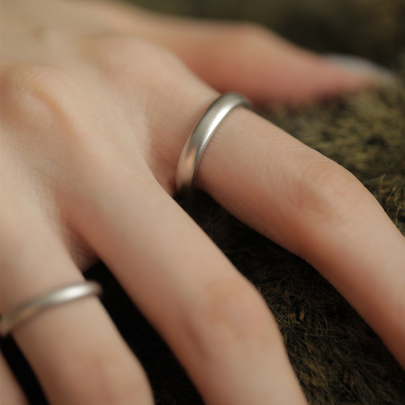 Fog Surface Frosted Plain Ring Adjustable Ring Women's Simple Style Niche Design Advanced Sense Couple's Ring 2023 New Style_voghion.com