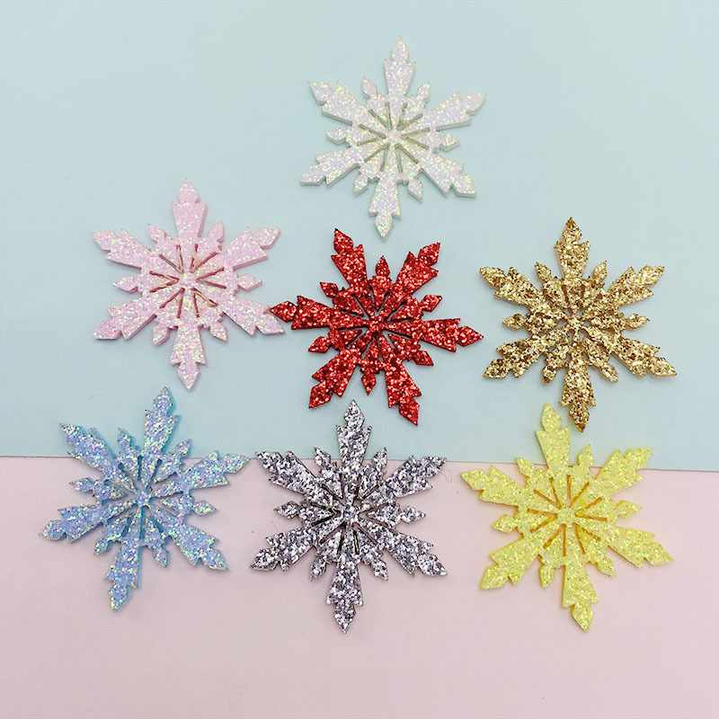 Cross-border Christmas decoration snowflake hair accessories hairpin material gold powder snowflake jewelry decoration accessories spot