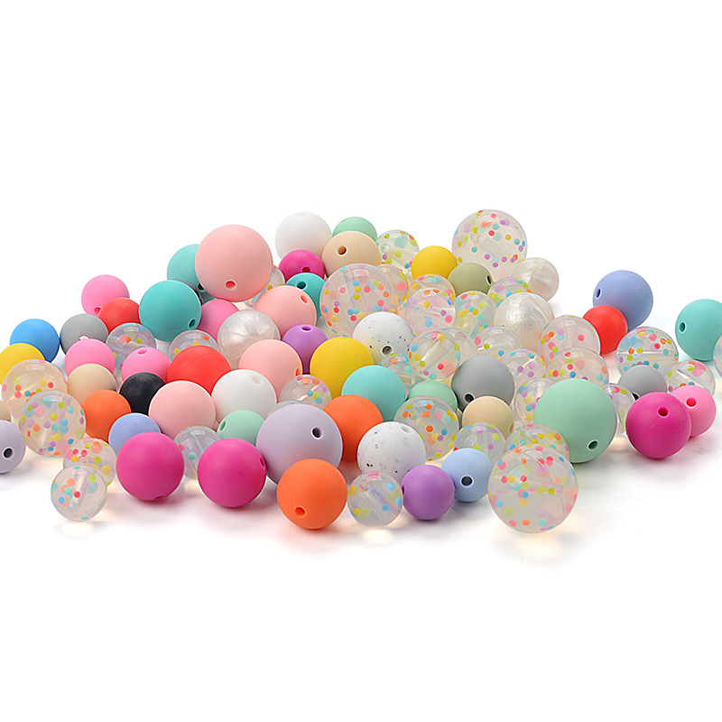 Baby Molar Silicone Scattered Beads Color Point Transparent Beads Handmade diy Necklace Soothing Chain Bracelet Jewelry Accessories