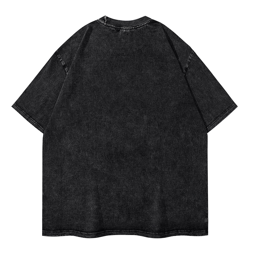 Retro short-sleeved men's and women's same style washed distressed loose round neck movie poster direct injection printed T-shirt fashion brand
