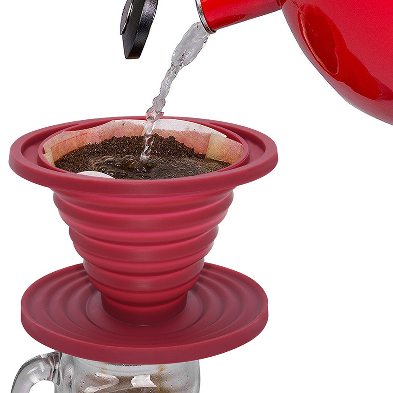 クリエイティブポータブル家庭屋外自家製コーヒーフィルタークリエイティブシリコン折り畳み式コーヒーカップ|undefined