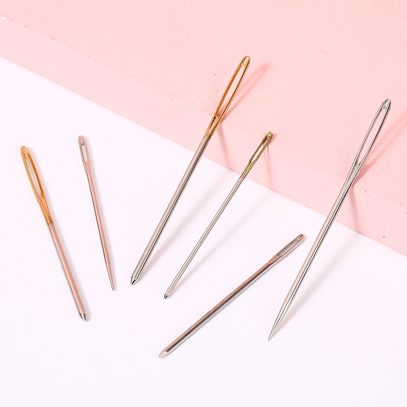Multi-specification big eye blunt head needle cross stitch silk ribbon embroidery pointed round head needle gold tail big eye thick head needle wholesale