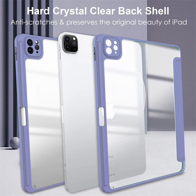 For ipadpro2022 protective case with Pen slot 10.2 acrylic 10.9 flat leather case for ipad protective case