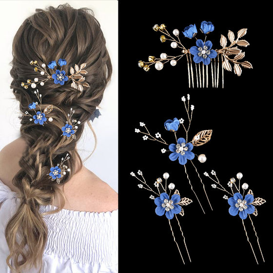Amazon cross-border for a group of 4 color flower bride wedding combination suit headdress hair accessories batch