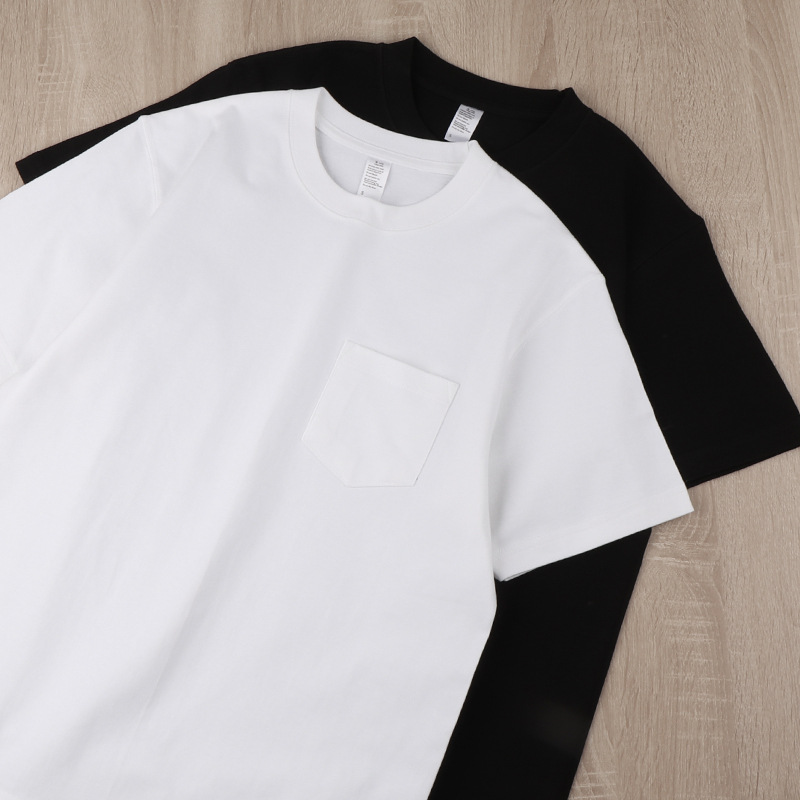 270g Heavy Pocket Pure White Xinjiang Cotton Short Sleeve T-Shirt for Men and Women Shoulder Casual Couple Crewneck Loose