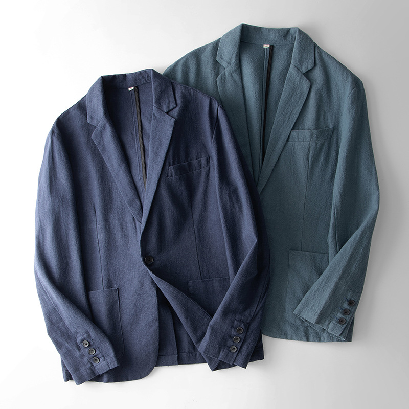 Spring and Autumn thickened linen cotton casual suit men's daily wear casual suit 502