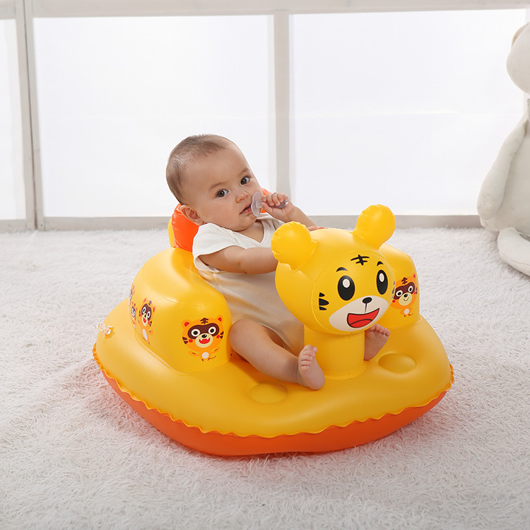 Factory direct supply thick tiger baby inflatable baby learning seat BB dining chair portable toy with stool