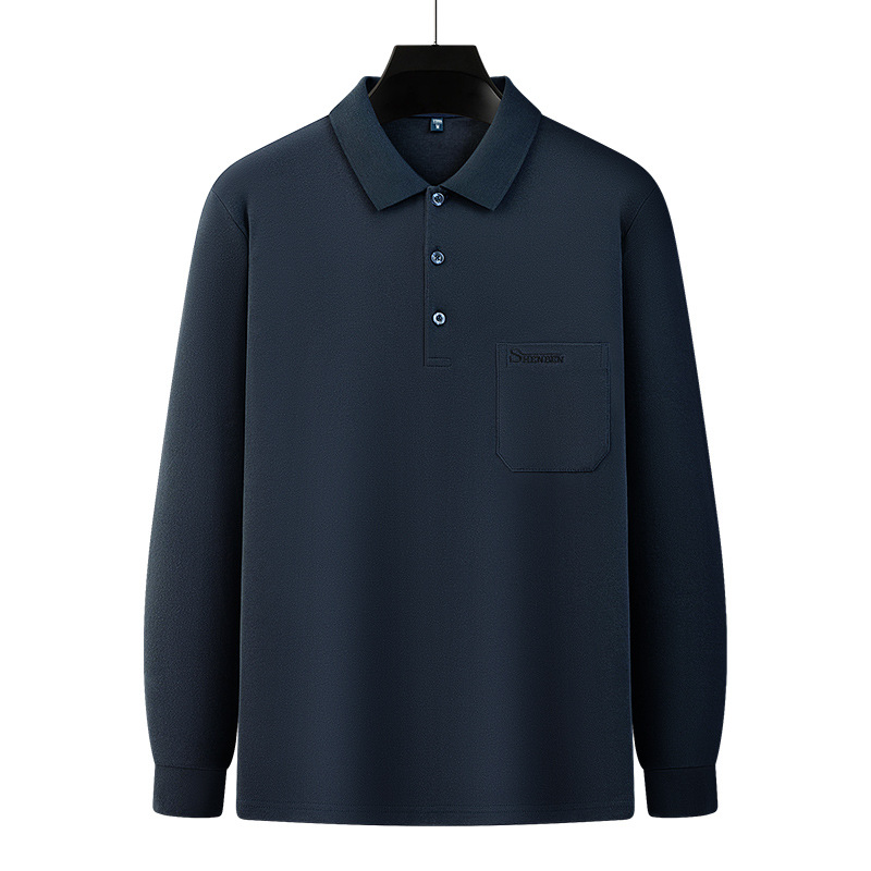 2023 new dad's long-sleeved T-shirt spring and autumn middle-aged bottoming shirt men's cotton lapel casual polo shirt