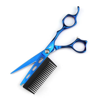 6.0 inch color with comb hairdressing scissors personalized hairdressing scissors Barber scissors flat scissors Liu Hai scissors 03-3