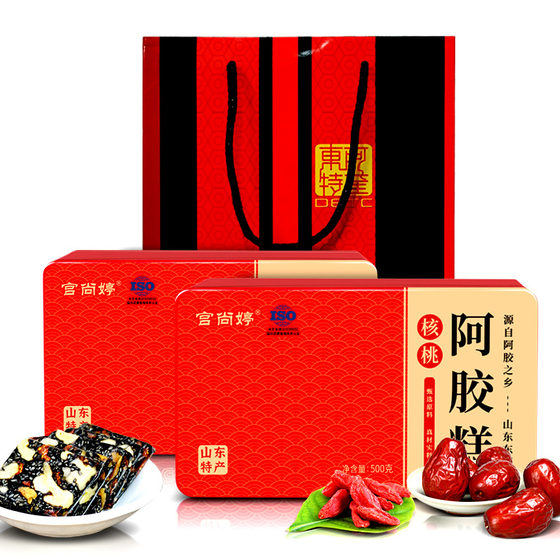Factory wholesale donkey-hide gelatin cake Guyuan cake paste Shandong Donga specialty instant donkey-hide gelatin 500g handmade ejiao
