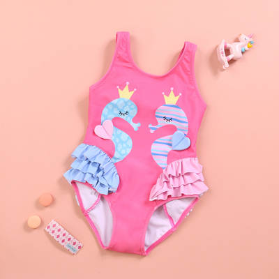 New girls one-piece swimsuit cute ruffled cartoon baby girl swimsuit high quality comfortable high elastic high quality