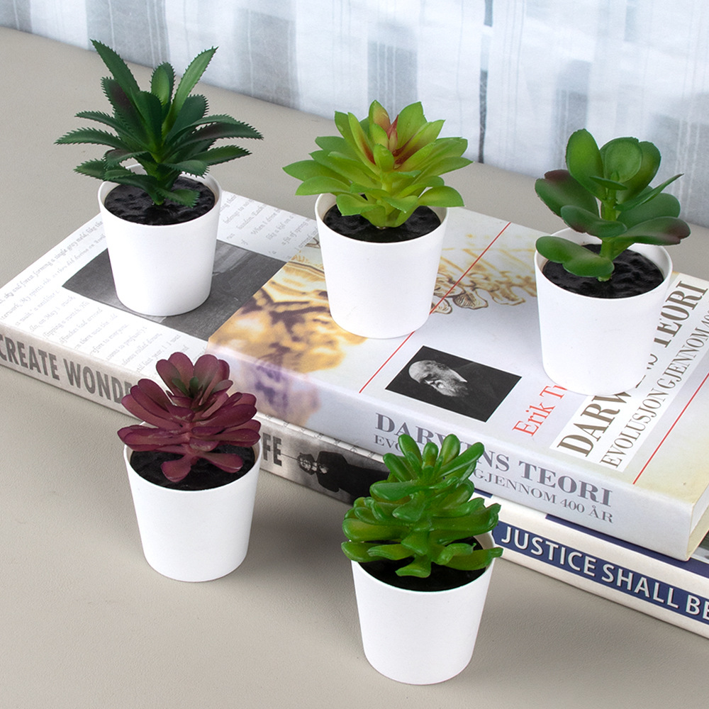 Cross-border hot sale fake succulent mini plastic pot combination simulation succulent gift succulent home small ornaments