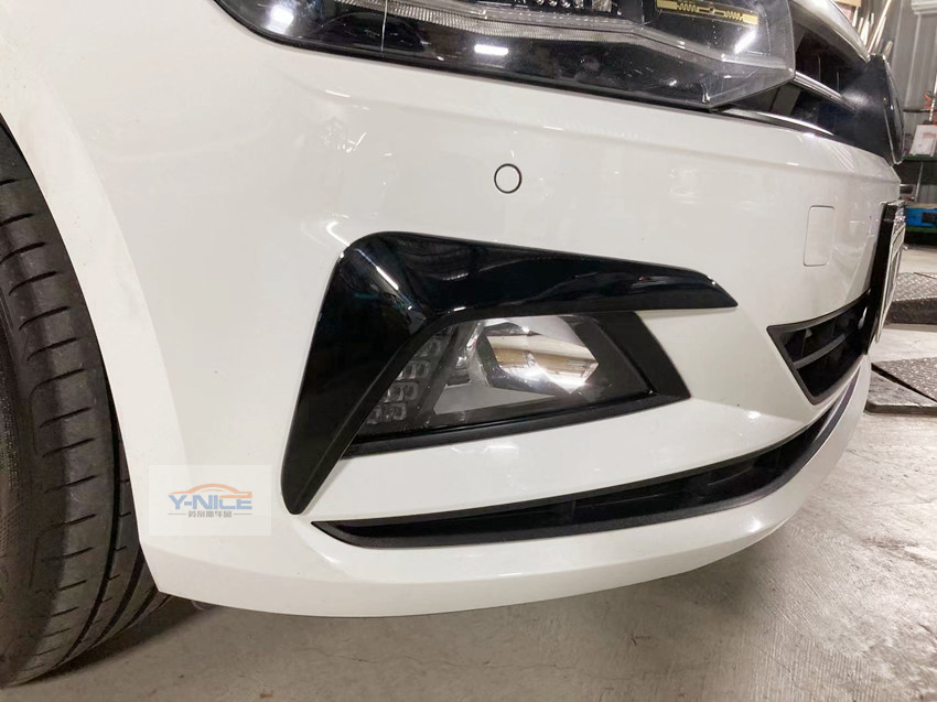 19 New POLO PLUS modified front bumper fangtooth blade fog lamp eyebrow fog lamp decorative frame front bumper spoiler