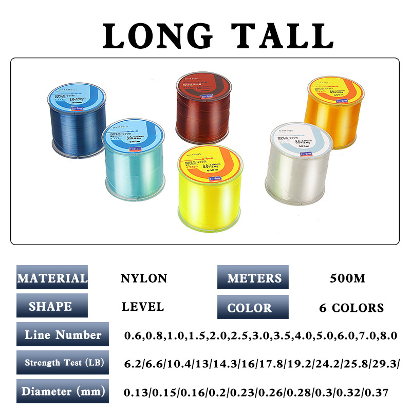Luya bait 500 m reinforced nylon line colored sea pole Luya bait Sanda fishing line parallel roll table fishing line fishing gear