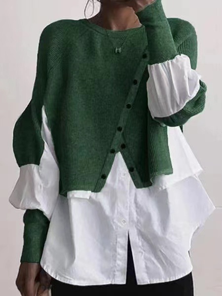 2024 automne et hiver nouvelle station indépendante transfrontalière européenne et américaine col rond à manches longues tricoté style étranger couture deux pièces_voghion.com