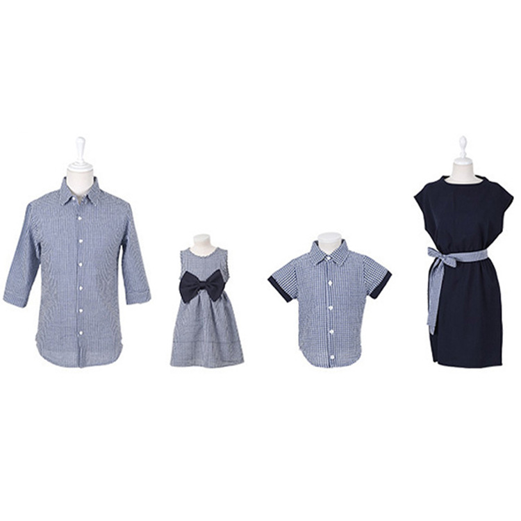 Cross-border exclusive parent-child clothes summer clothes a family of three mother-child mother-daughter loose plaid shirt top all home decoration fashion