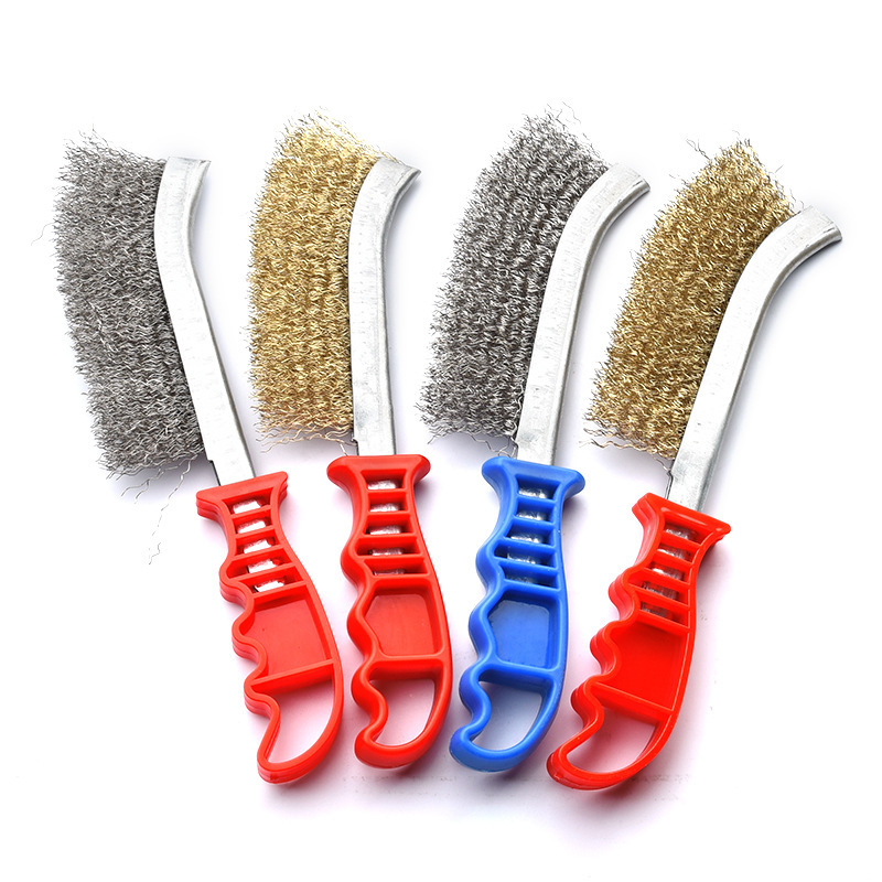 Wire brush knife brush stainless steel wire knife brush plated copper wire brush rust removal gap plastic handle barbecue iron brush cleaning brush