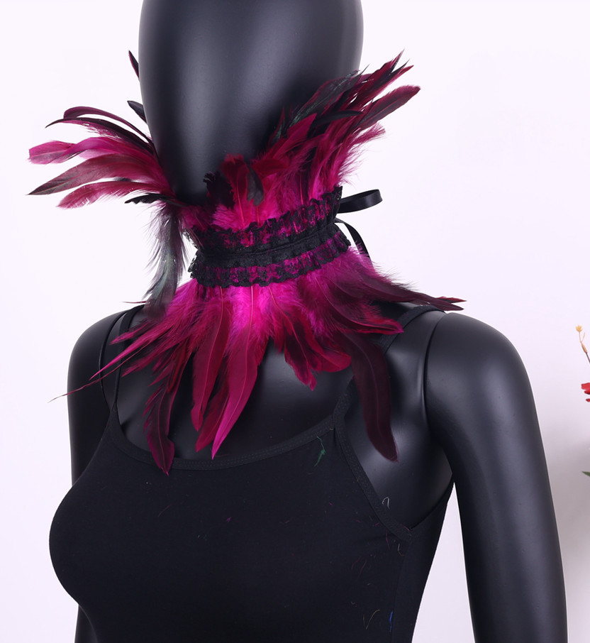 Manufacturer in stock Halloween Gothic style lace feather scarf shawl masquerade costume decorations