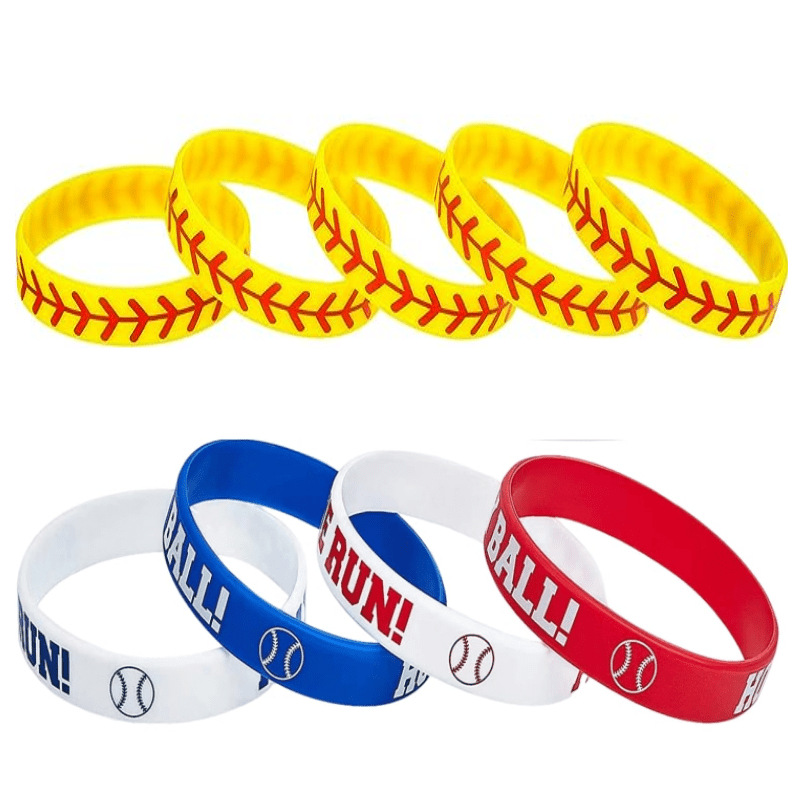 softball adult athlete Home run youth school competition flat printing softball silicone bracelet