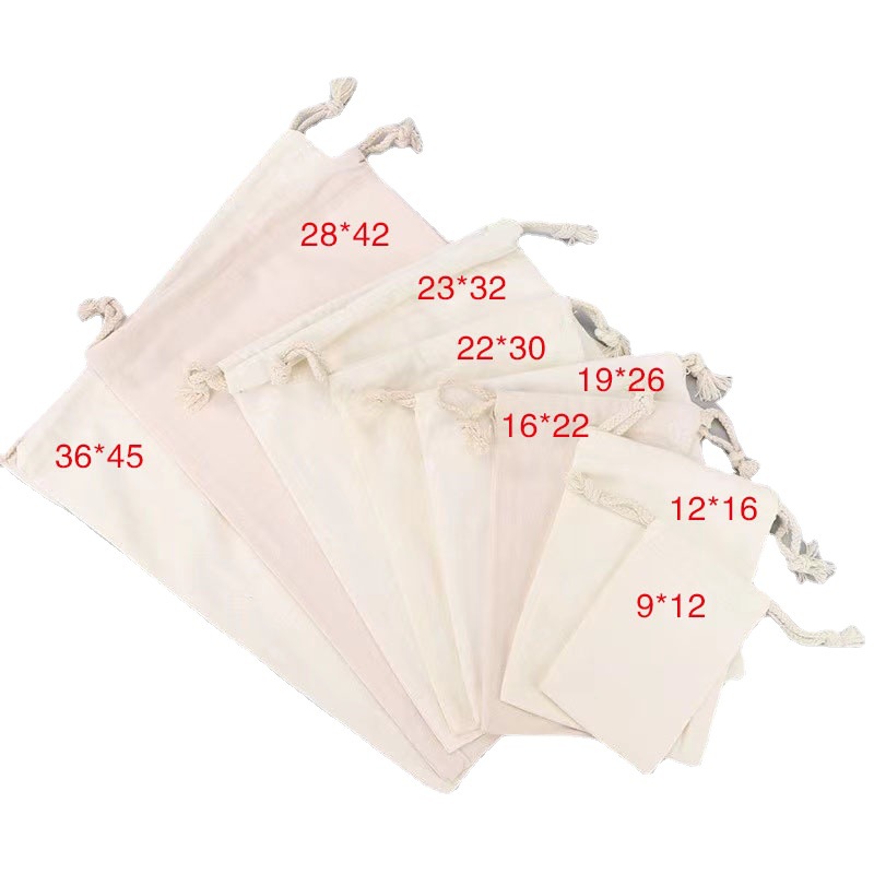 Spot blank canvas bag flat pocket drawstring dustproof storage bag free design LOGO