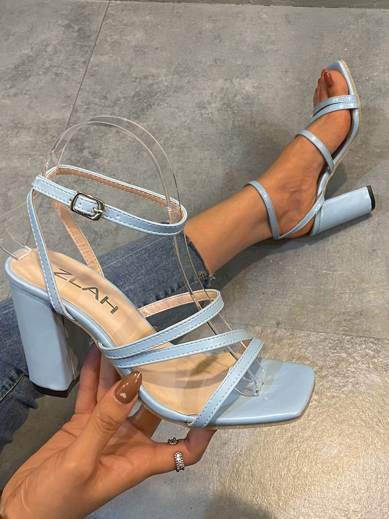 block heel New High Heels women's sandals Europe and the United States large size 2023 foreign trade thick heel square head women's shoes wholesale