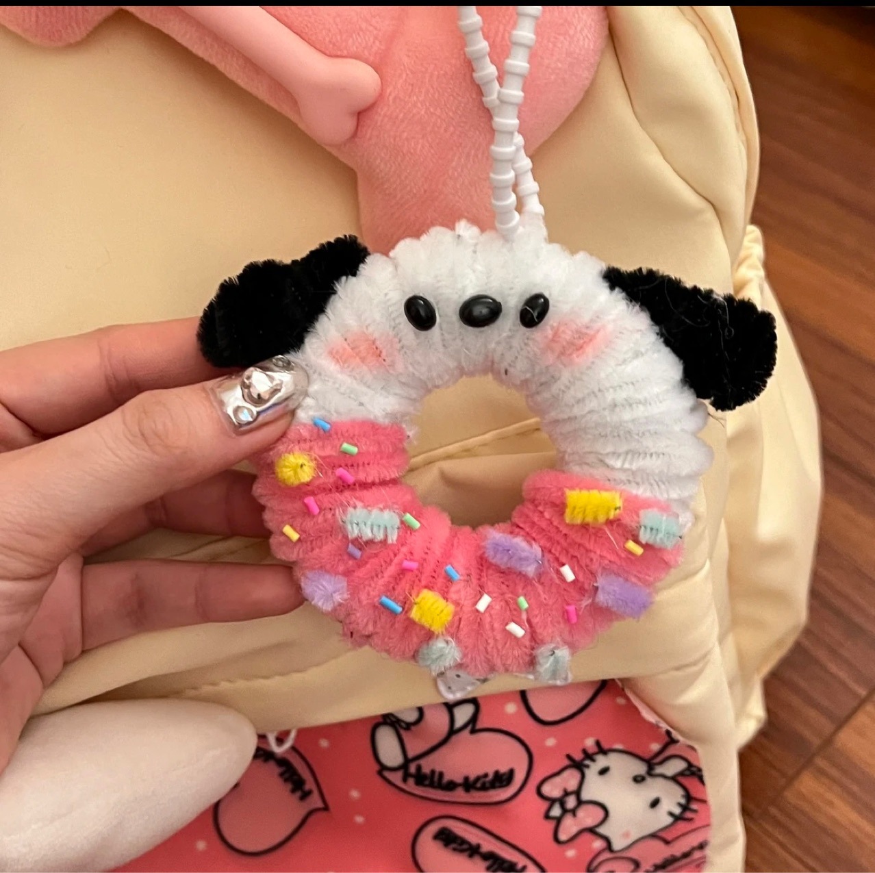 Tiktok same style niche Pacha dog twist stick donut twist stick pendant diy material bag keychain