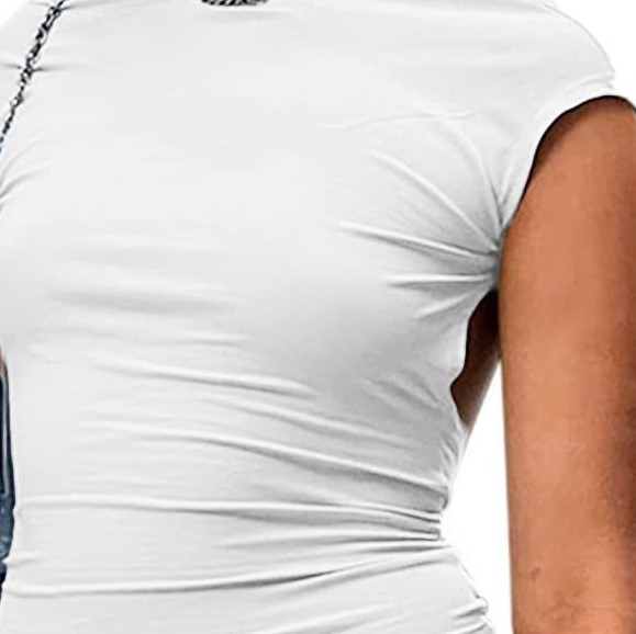 2023 Summer hollowed backless top tight short sleeve navel half turtleneck solid color hot girl sexy European and American women's T-shirt