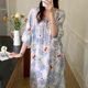 2024 New National Style Nightgown Women's Summer Elegant High-end Cotton Silk Pajamas for Seaside Vacation New Chinese Style Cotton Silk Long Dress