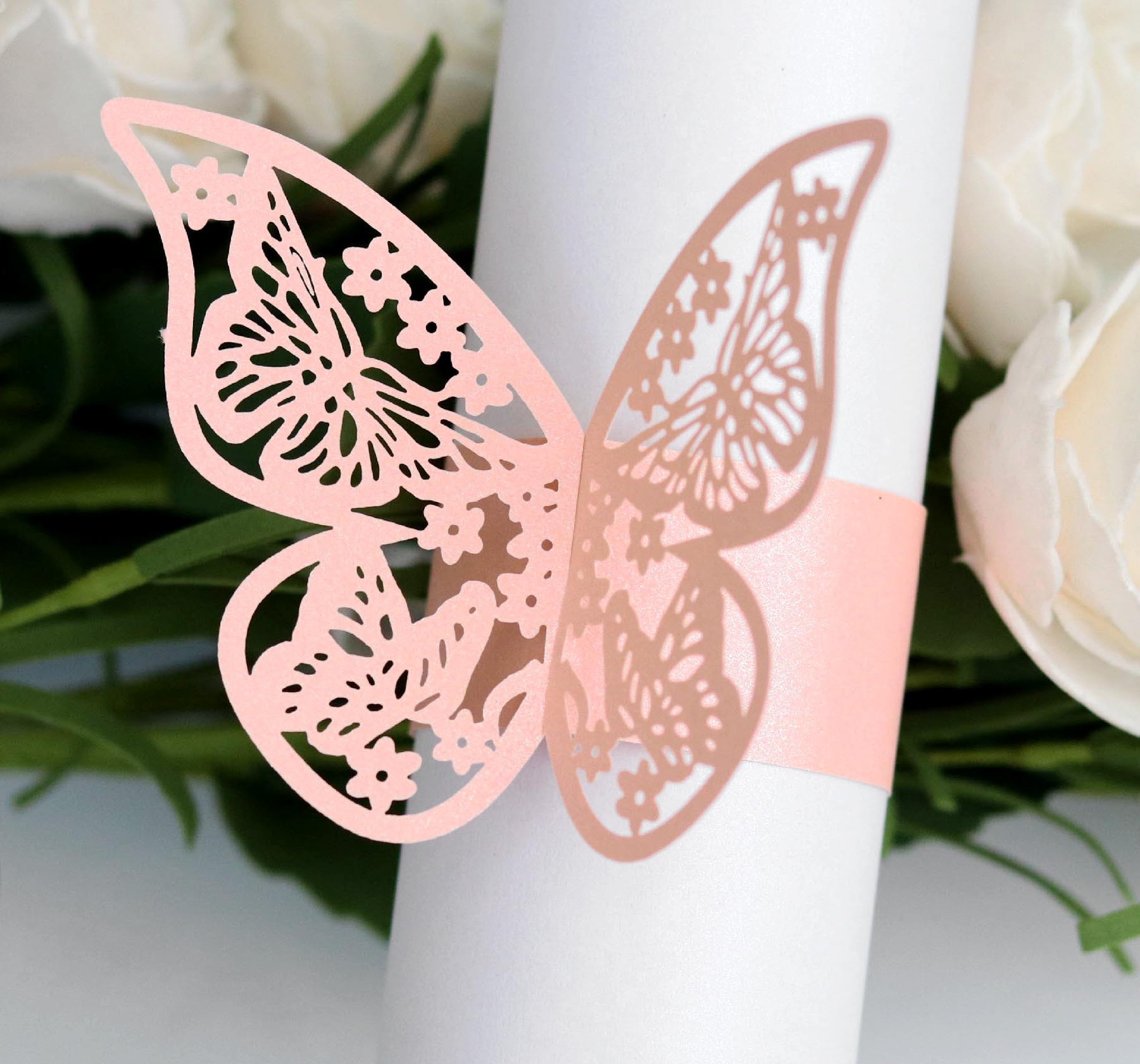 Export butterfly napkin ring laser hollow napkin buckle wedding hotel tissue clip western silk towel buckle in stock wholesale