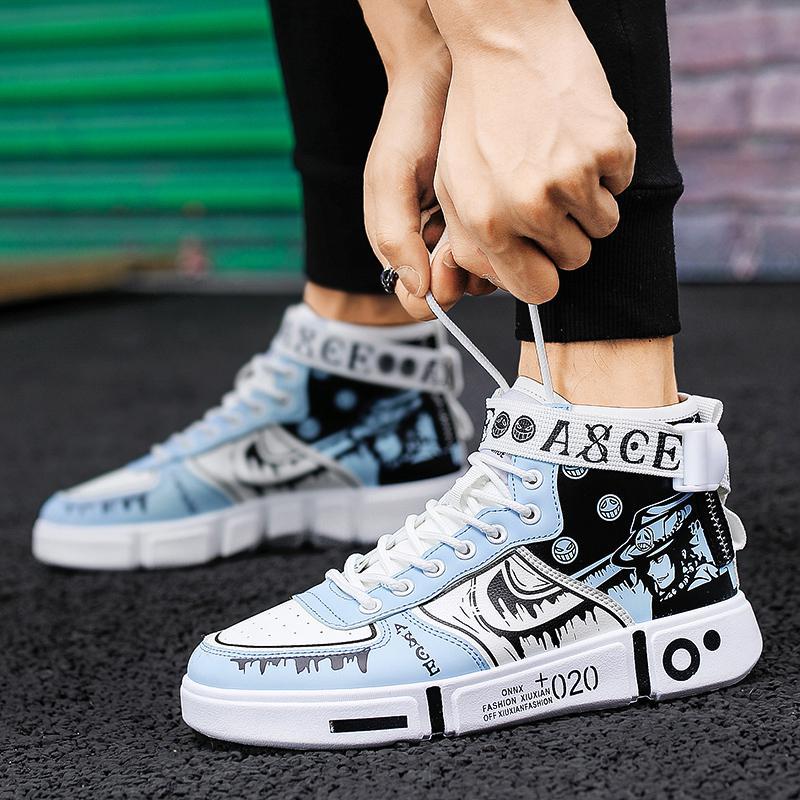 2021 Spring and Autumn Boys Shoes Street Dance Shoes Children Boys Hip-hop Fashionable High Top Shoes Autumn Shoes Large Size Sneakers