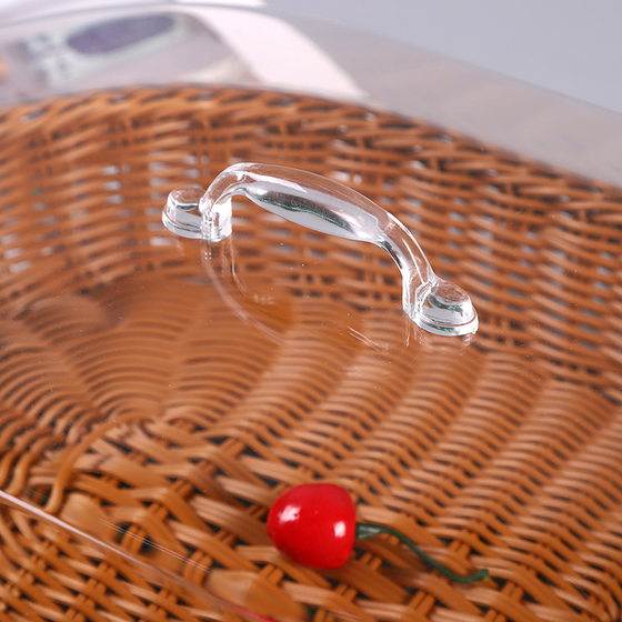 Factory Direct acrylic transparent cover rattan-like woven cake basket fruit basket dustproof food cover supermarket display basket