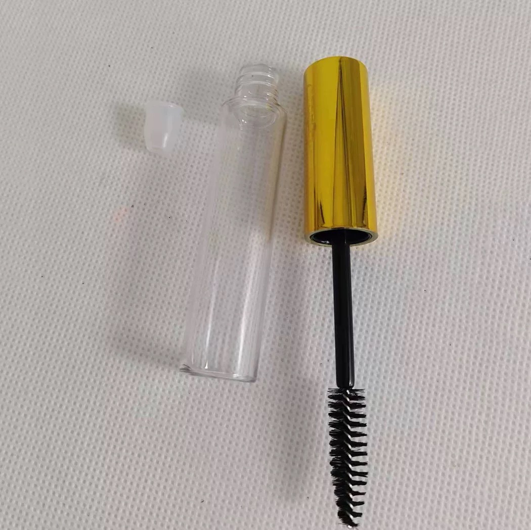 10ml mascara empty tube mascara growth liquid transparent empty bottle makeup lip gloss bright gold cap sub-bottle manufacturer