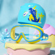 Blue and Yellow-bag + small dinosaur swimming cap