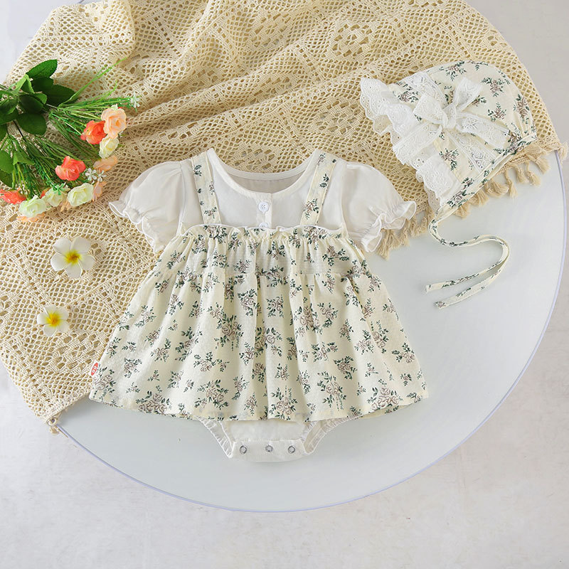 Baby Clothes Summer Dress Princess Super Cute Thin Summer jumpsuit Printed Short-sleeved Internet Celebrant Ha-ha Clothes Bag Fart Clothes