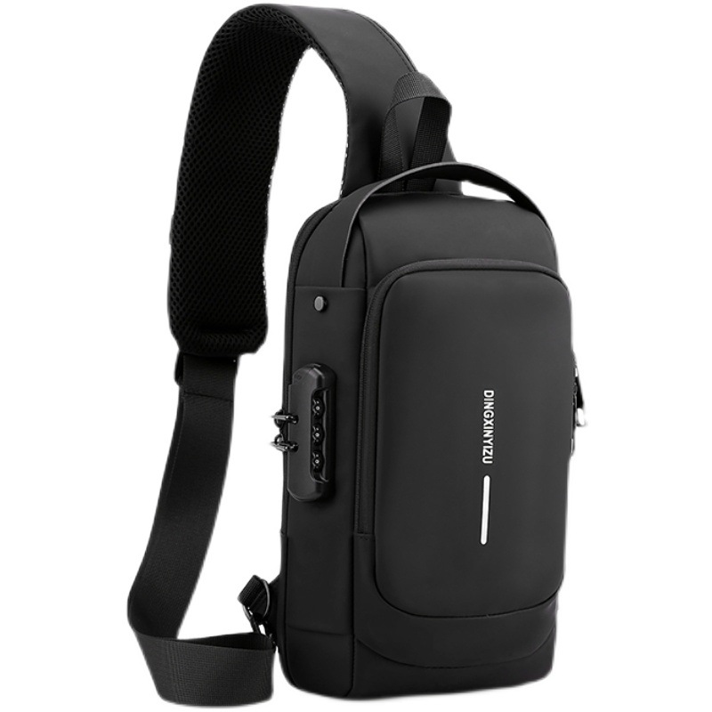 Chest Bag Men's New Fashion Brand Crossbody Bag Water-repellent Oxford Cloth Shoulder Bag Combination Lock Sports Casual Backpack