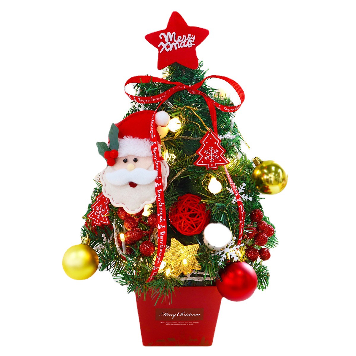 christmas mini christmas tree desktop with lights 50cm golden red package christmas tree tree